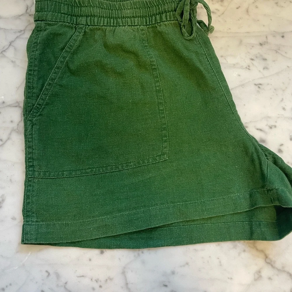 J. Crew Factory Green Linen Blend Drawstring Shorts